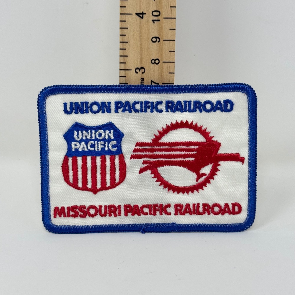 Union Pacific Missouri Pacific Railroad Embroidered Patch Blue Red White 4x3